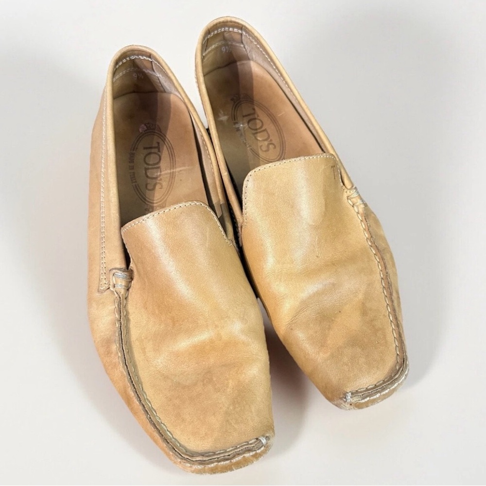 TOD’S Natural/Tan Leather Loafers‎ VINTAGE SOLE FASHION SHOE Size 9.5